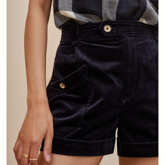 NWT MAEVE by Anthropologie - High Waisted Corduroy Shorts black size 4 - Picture 1 of 6